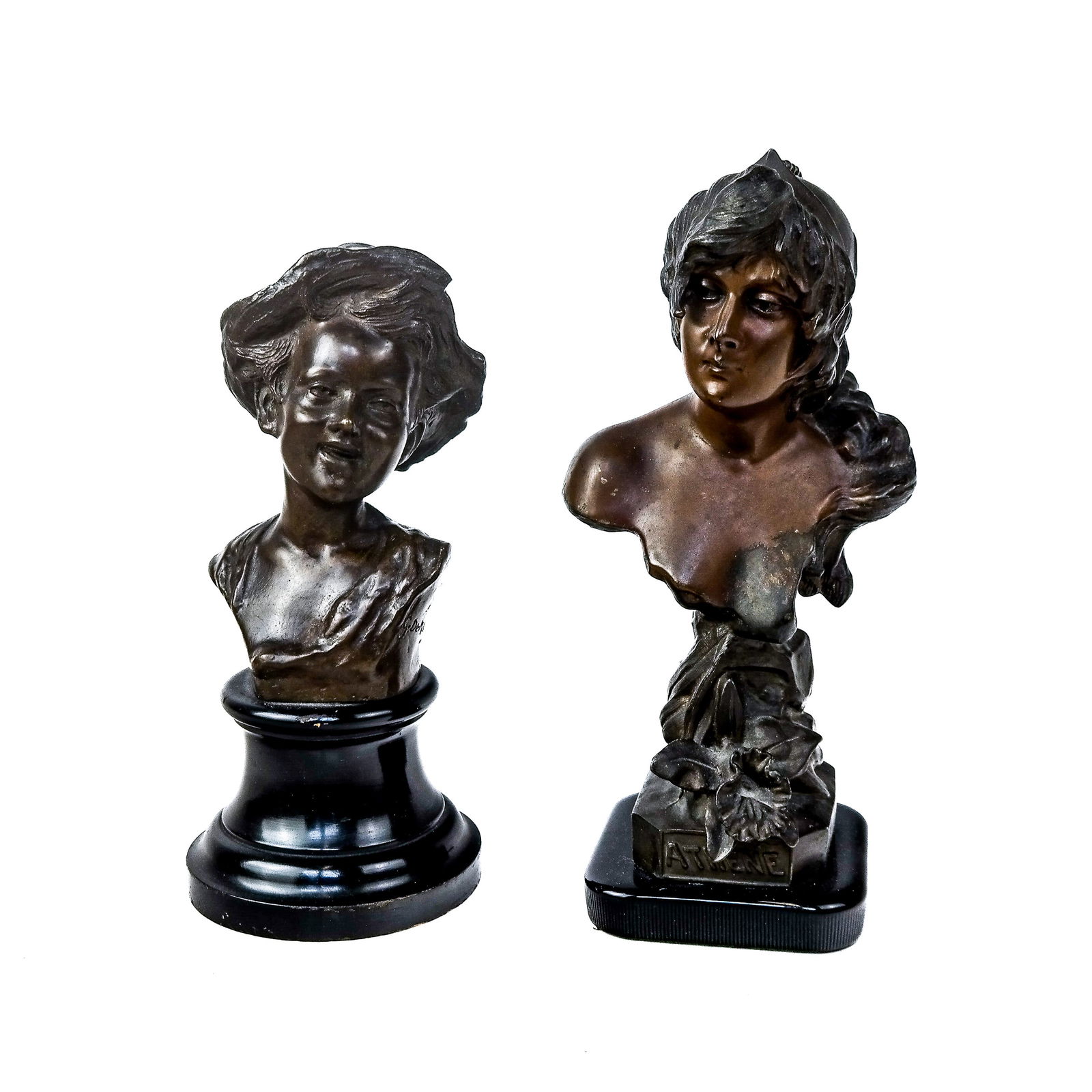 Two 20th C. Miniature Bronze Busts (1 of 11)