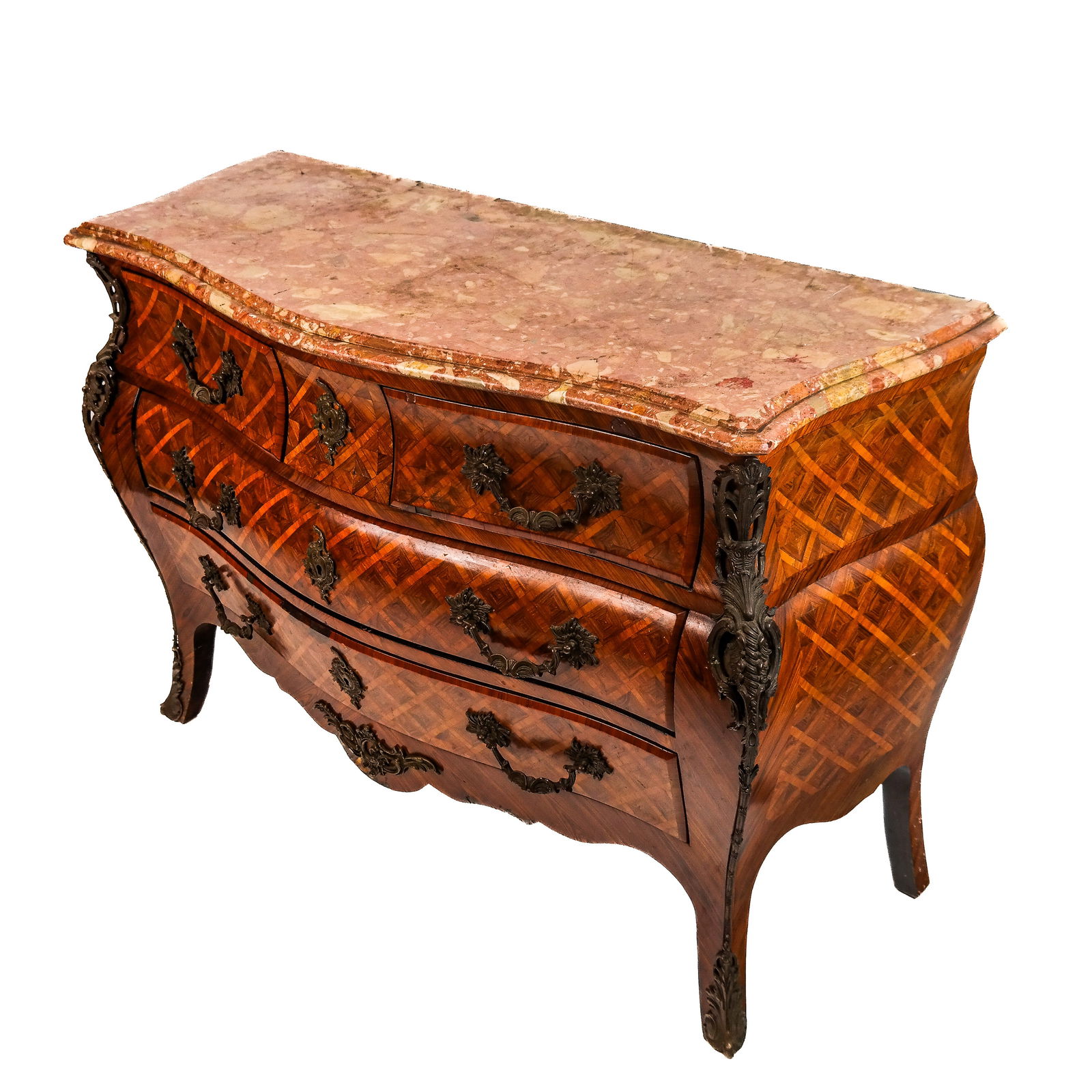 French-Style Parquetry Inlaid Commode (1 of 16)