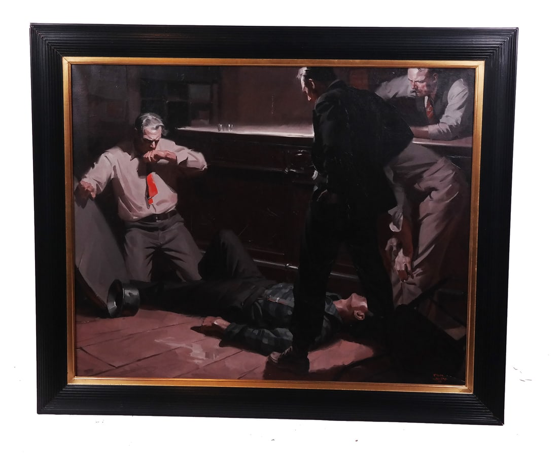 Tom LOVELL: Bar Fight - Oil Painting (1 of 10)