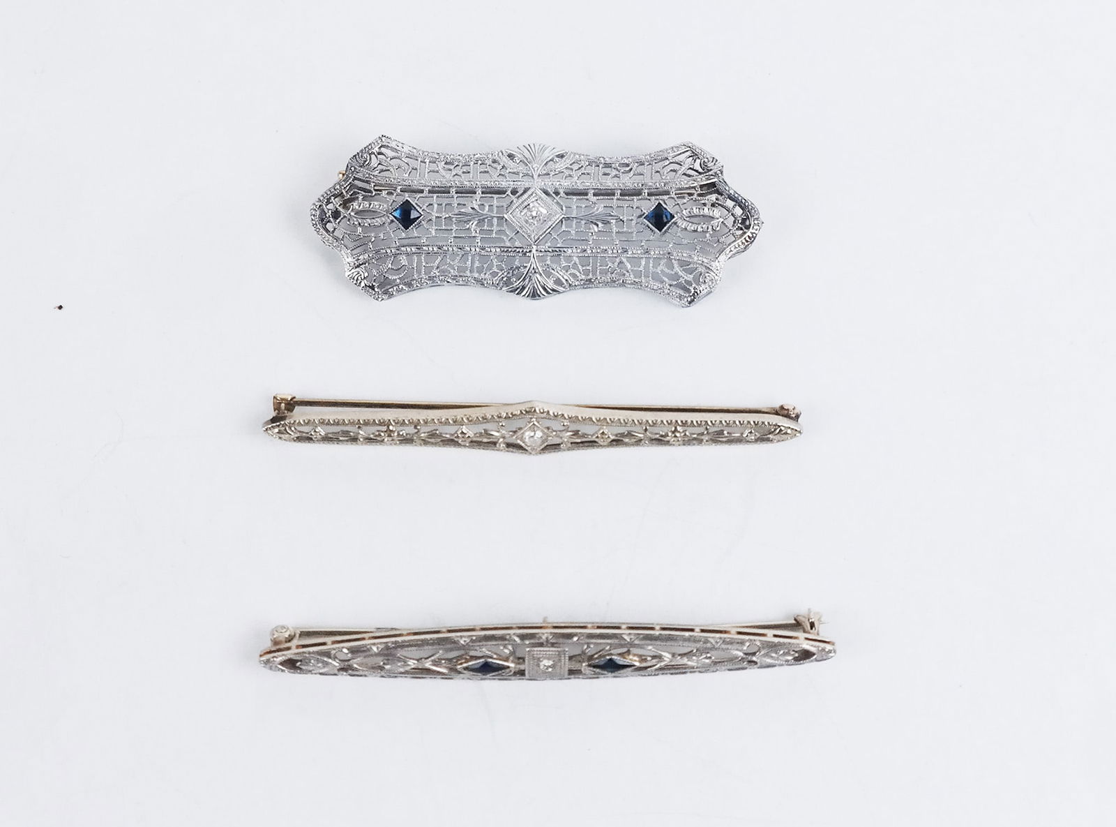 Art Deco Gold & Diamond Bar Pins (3) (1 of 9)