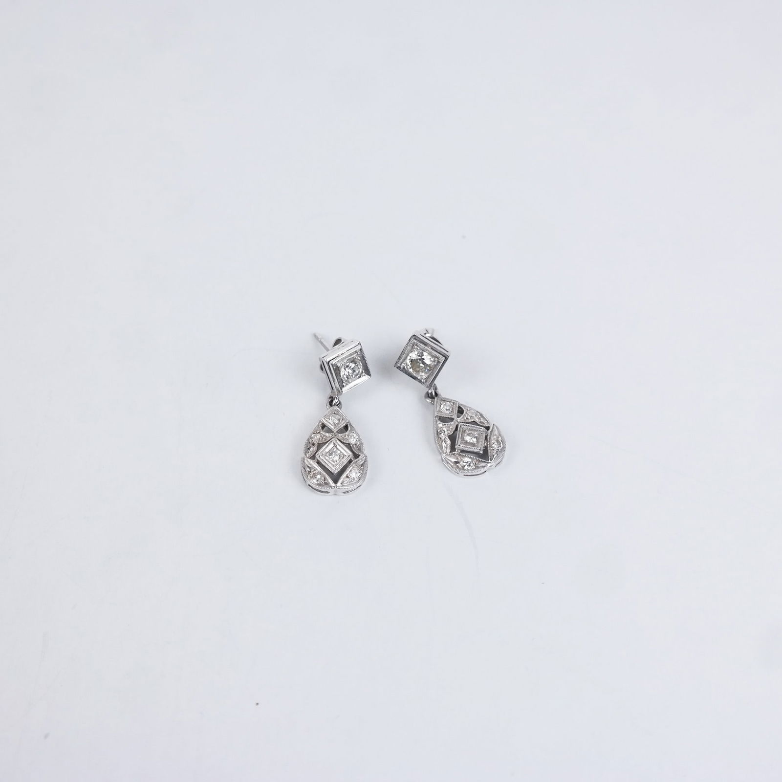 Pair of 14K White Gold Diamond Earrings (1 of 7)