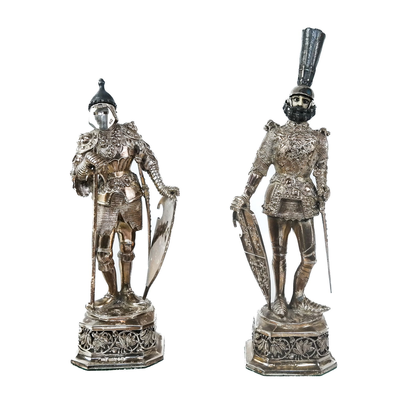 Pair of Sterling Silver Figures in Suits of Armor (1 of 12)
