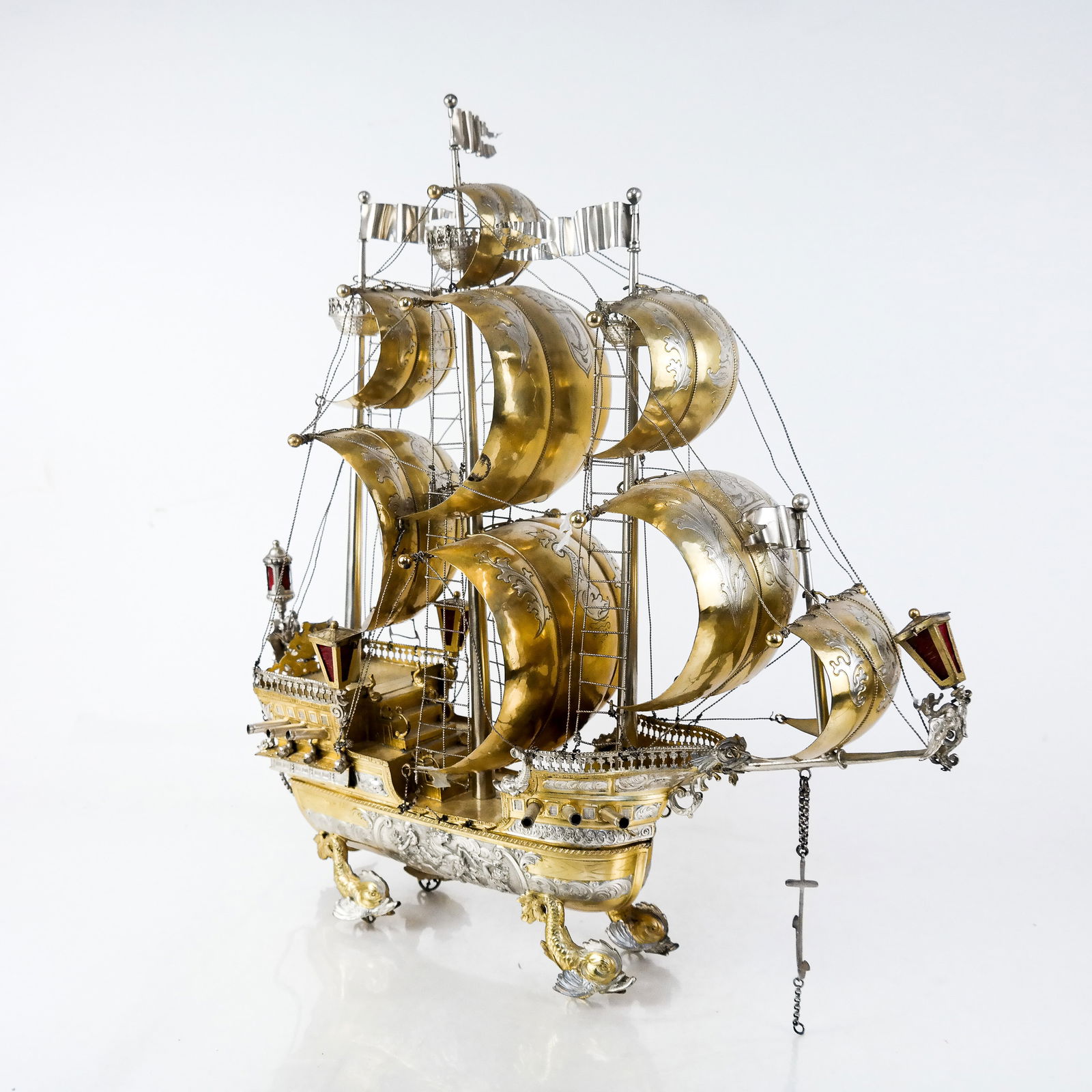 Renaissance Revival .800 Silver Galleon Ship (1 of 18)