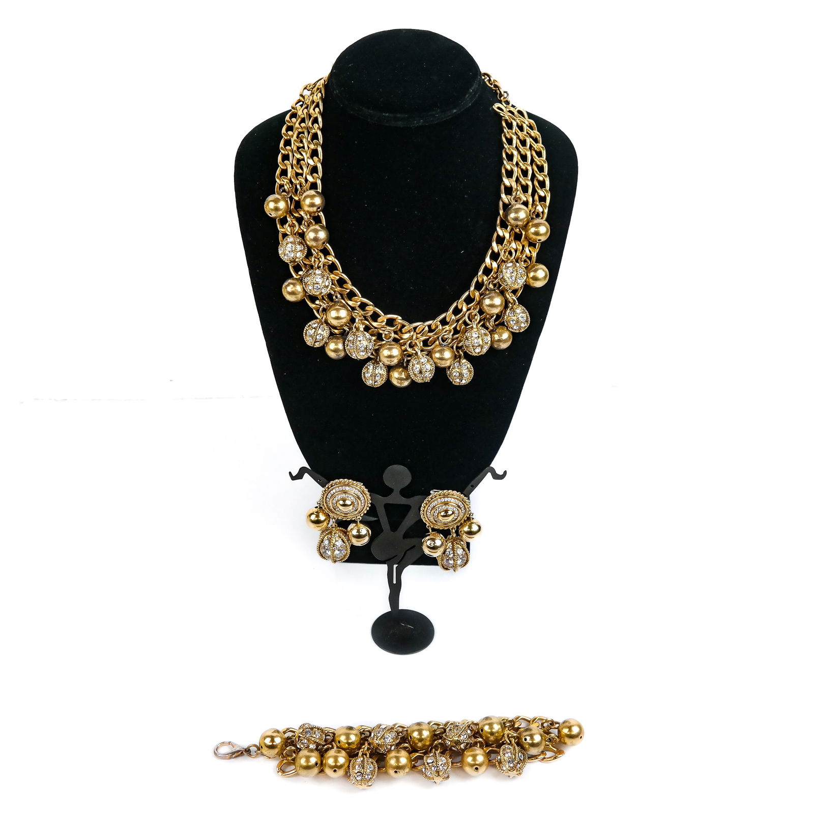 Gold-Tone and Diamond-Simulant Necklace & Bracelet (1 of 10)