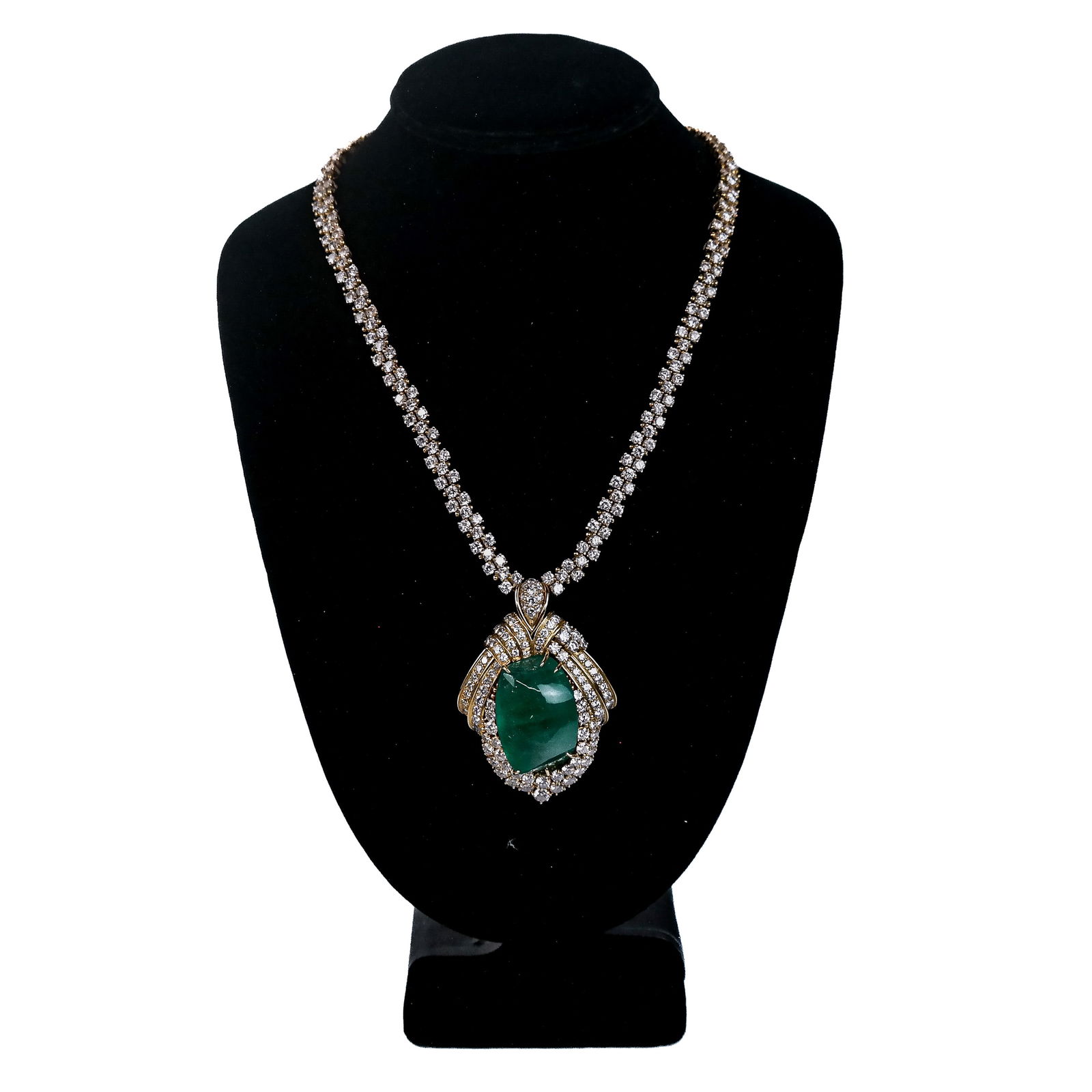 Likely Harry Winston Emerald, Diamond & Diamond-Simulant Pendant (1 of 14)