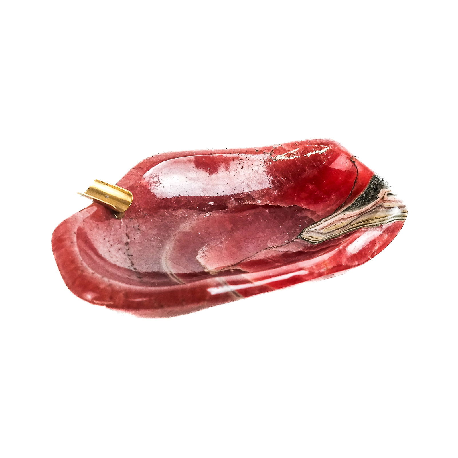 A Rose Quartz Ashtray with Gold Mount (1 of 8)