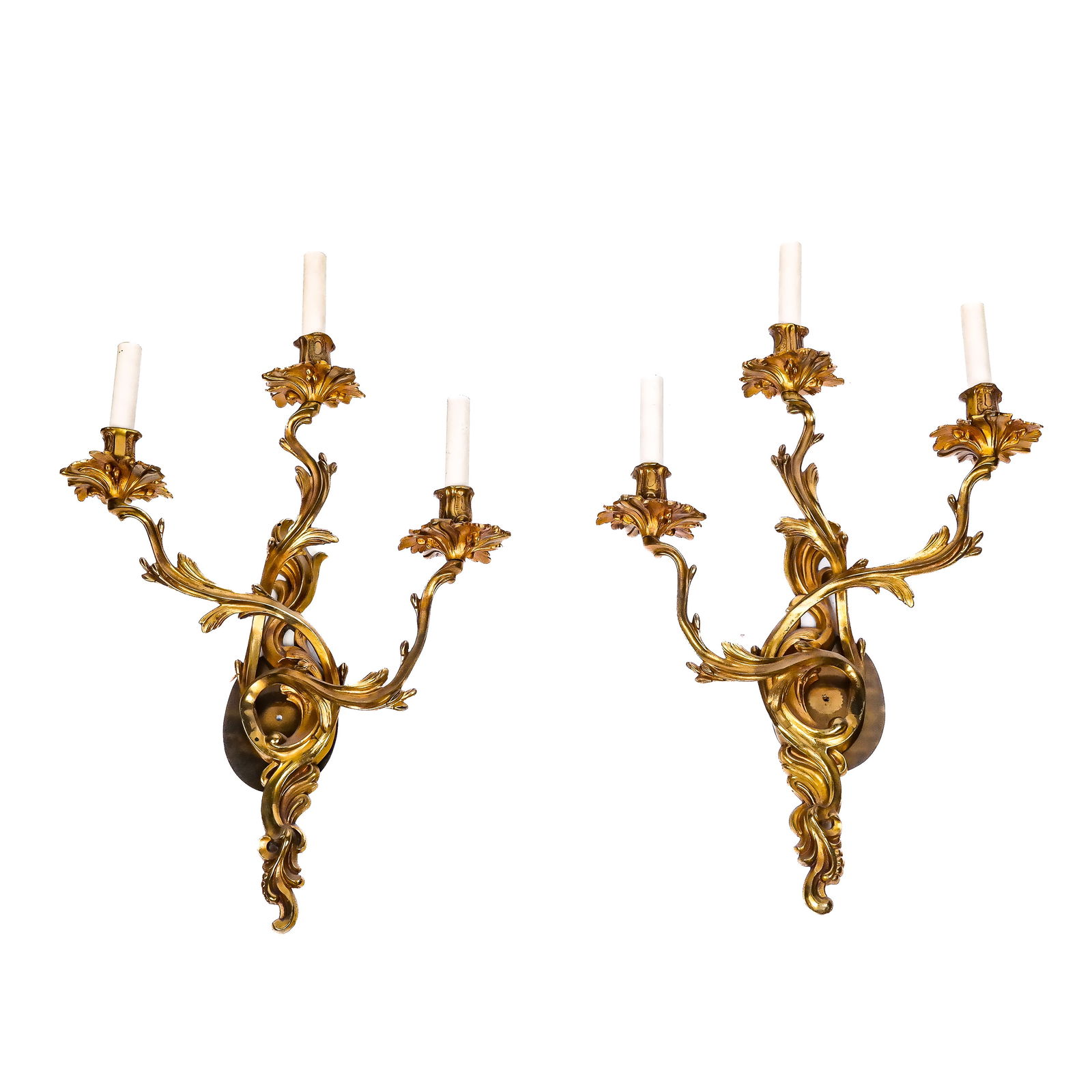 Pair of Louis XV-Style Large Bronze Sconces (1 of 10)
