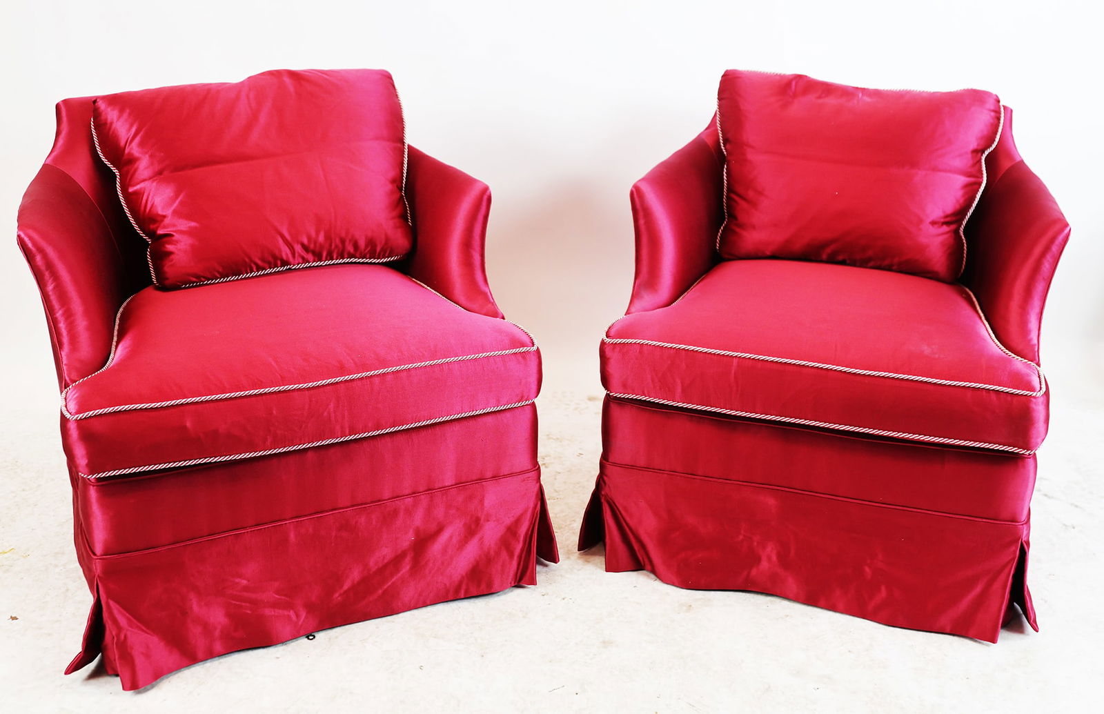 Pair of Custom Silk Upholstered Club Chairs (1 of 7)