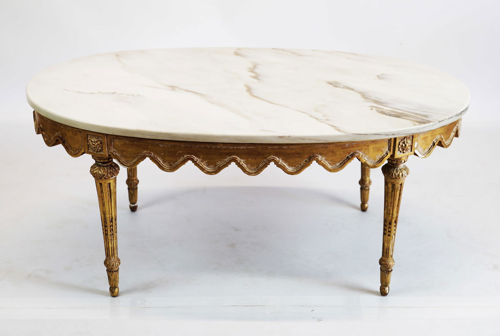 Louis XVI-Style Marble Top Oval Table (1 of 5)