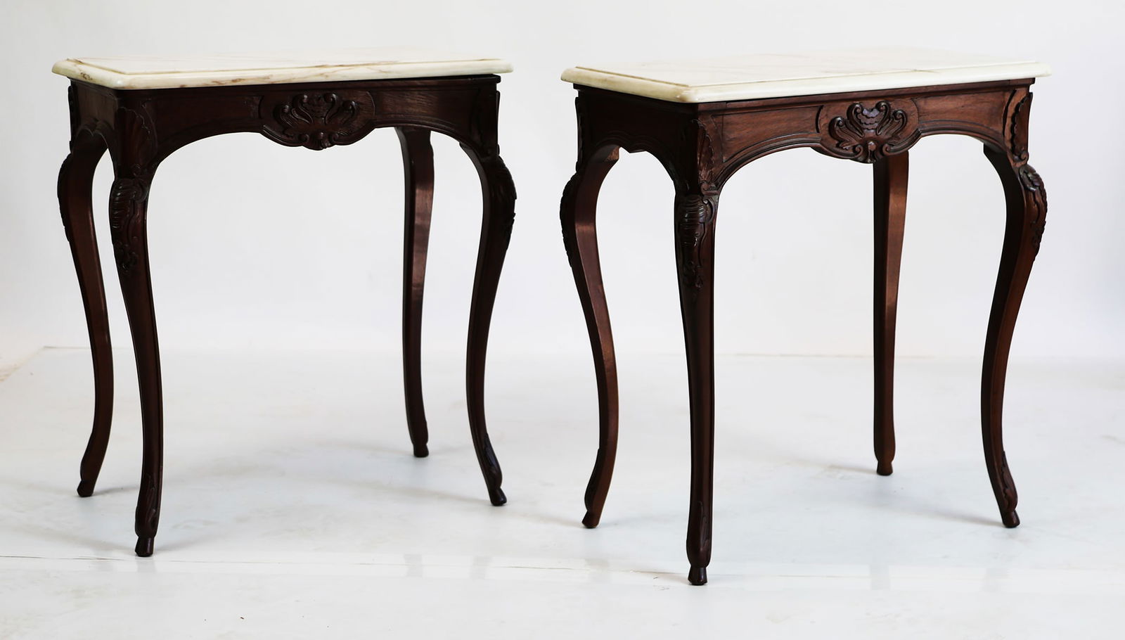 Pair of Walnut Louis XV-Style Side Tables (1 of 7)