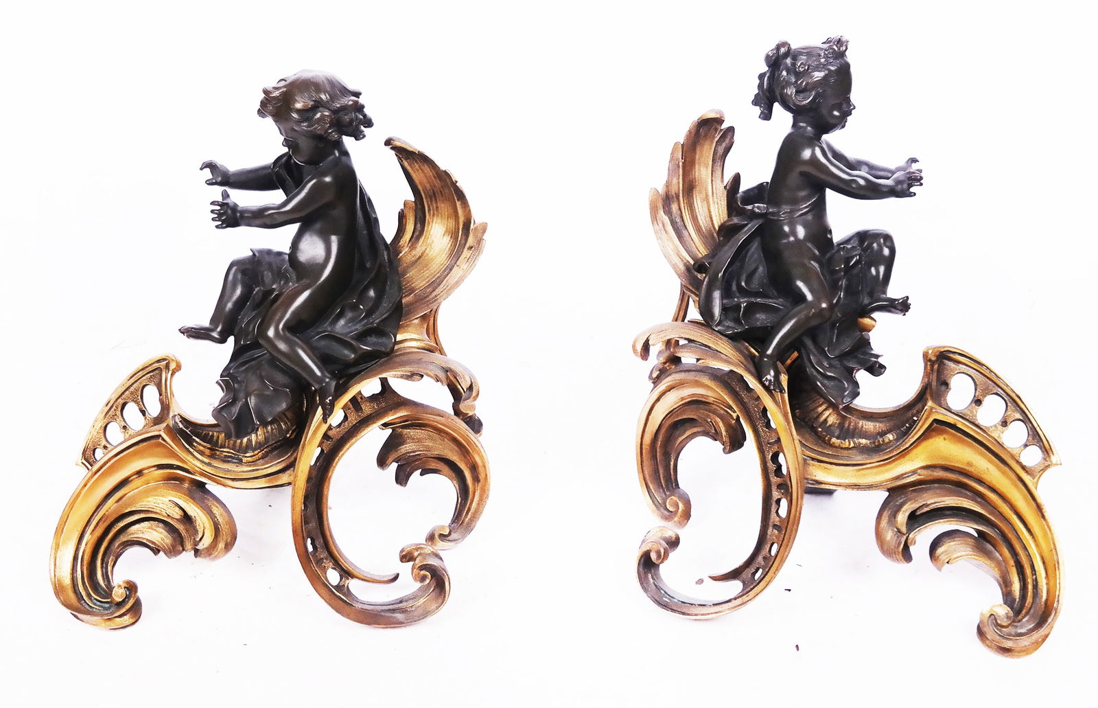Pair of Bronze Dore Chenets (1 of 6)