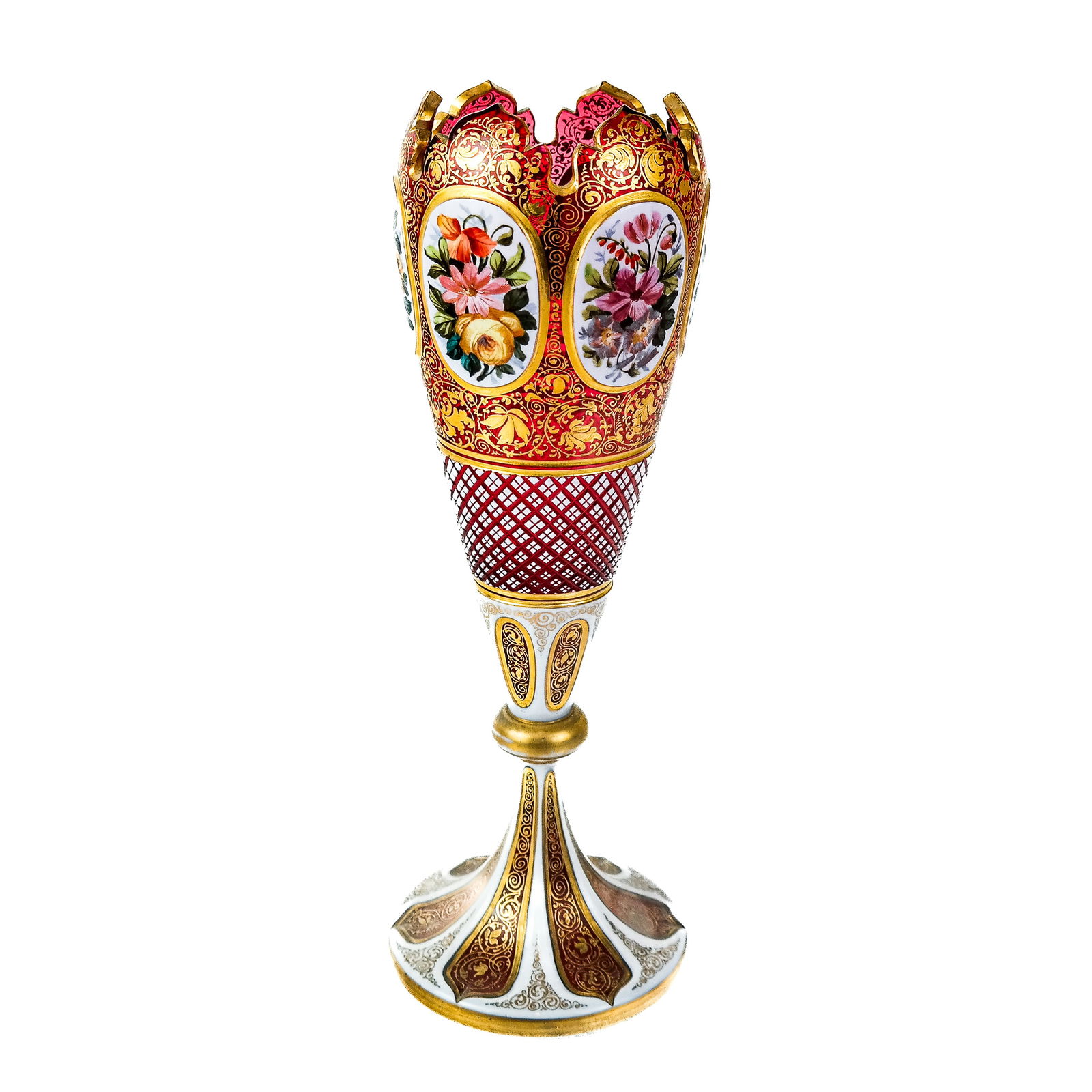 A White Overlay Ruby Glass Body Vase (1 of 13)