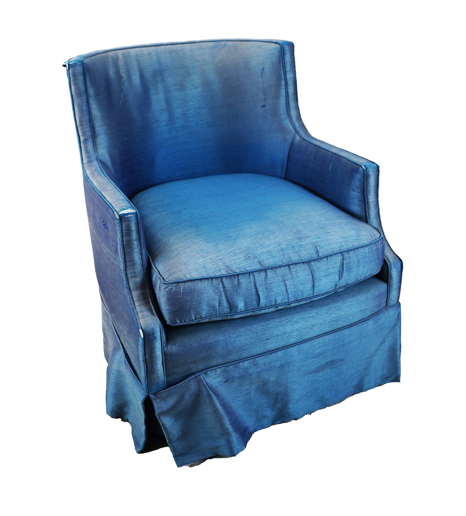 Custom Upholstered Blue Club Chair (1 of 6)