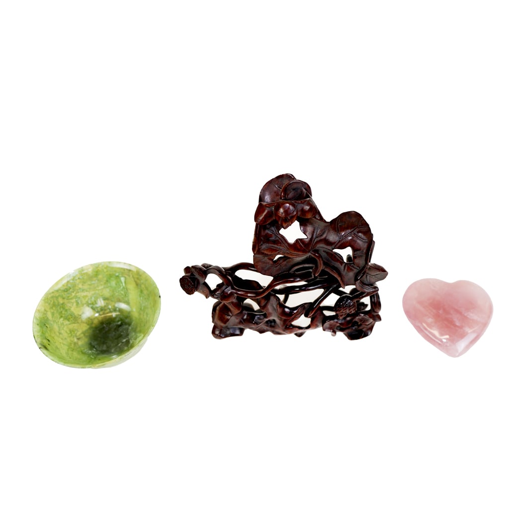 Jade Finger Bowl with Teak Base & A Quartz Heart (1 of 10)