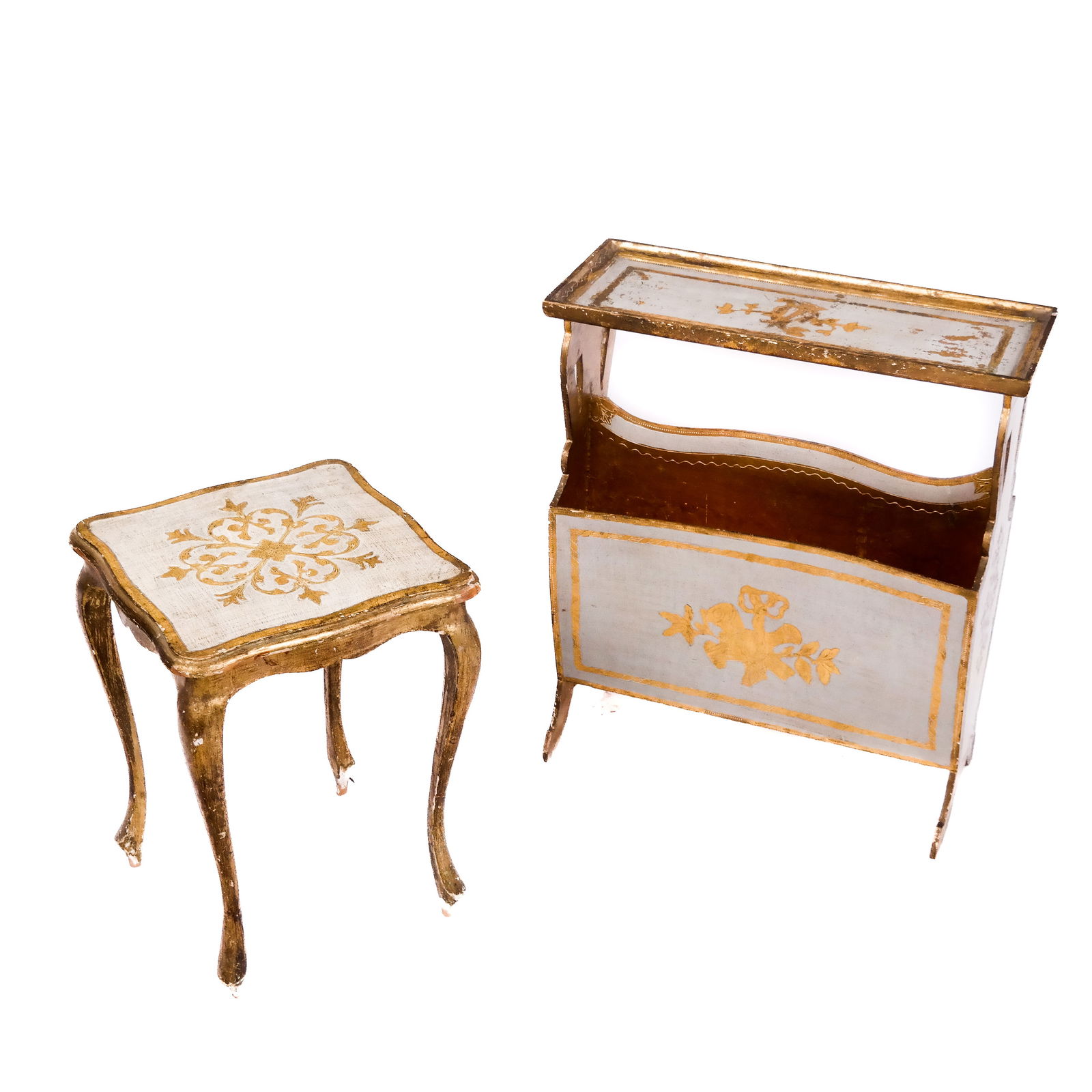 Venetian-Style Painted Table & Magazine Rack (1 of 9)