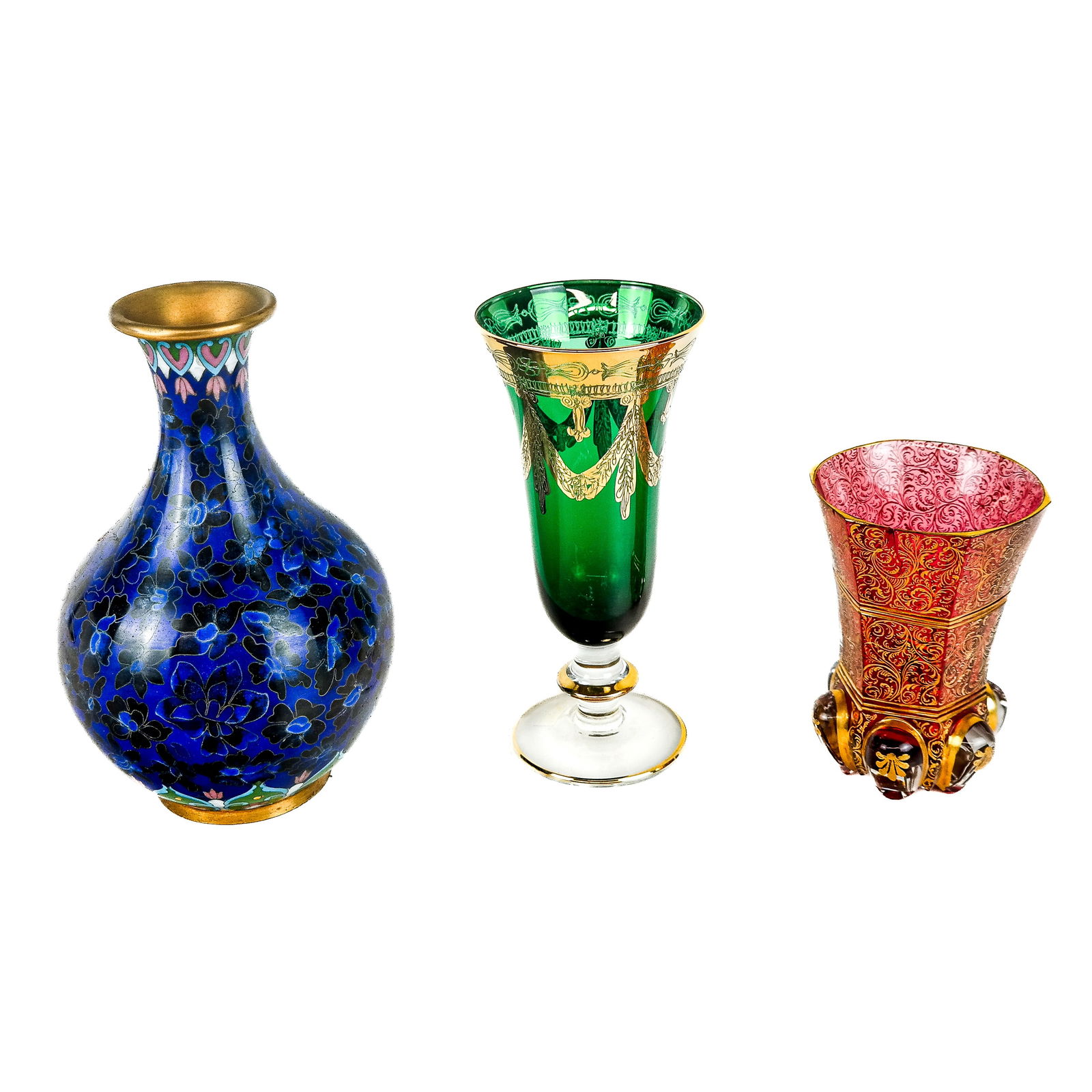 19th C. Ruby Beaker & 2 Vase (1 of 15)