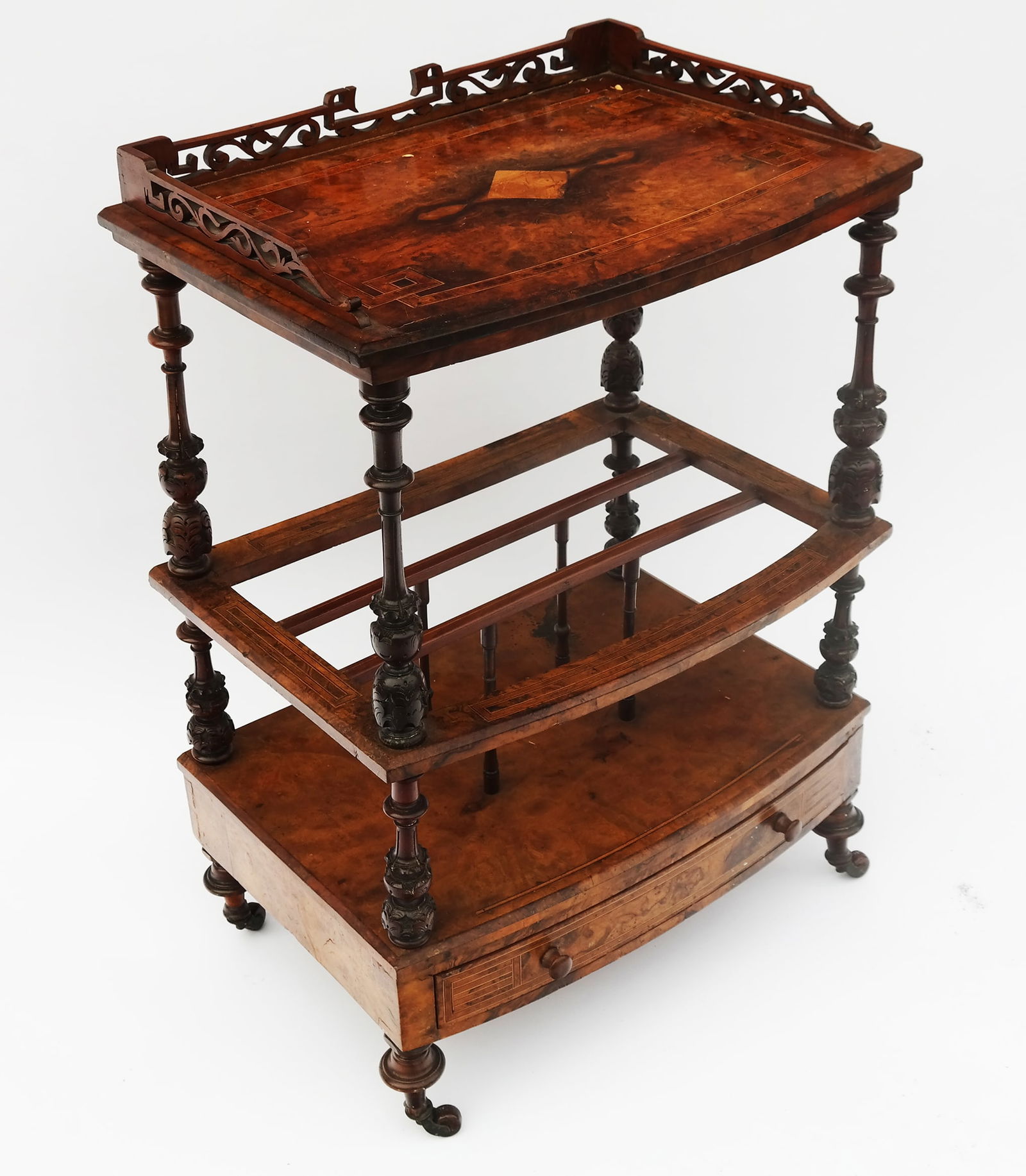 Victorian-Style Walnut Canterbury Table (1 of 14)