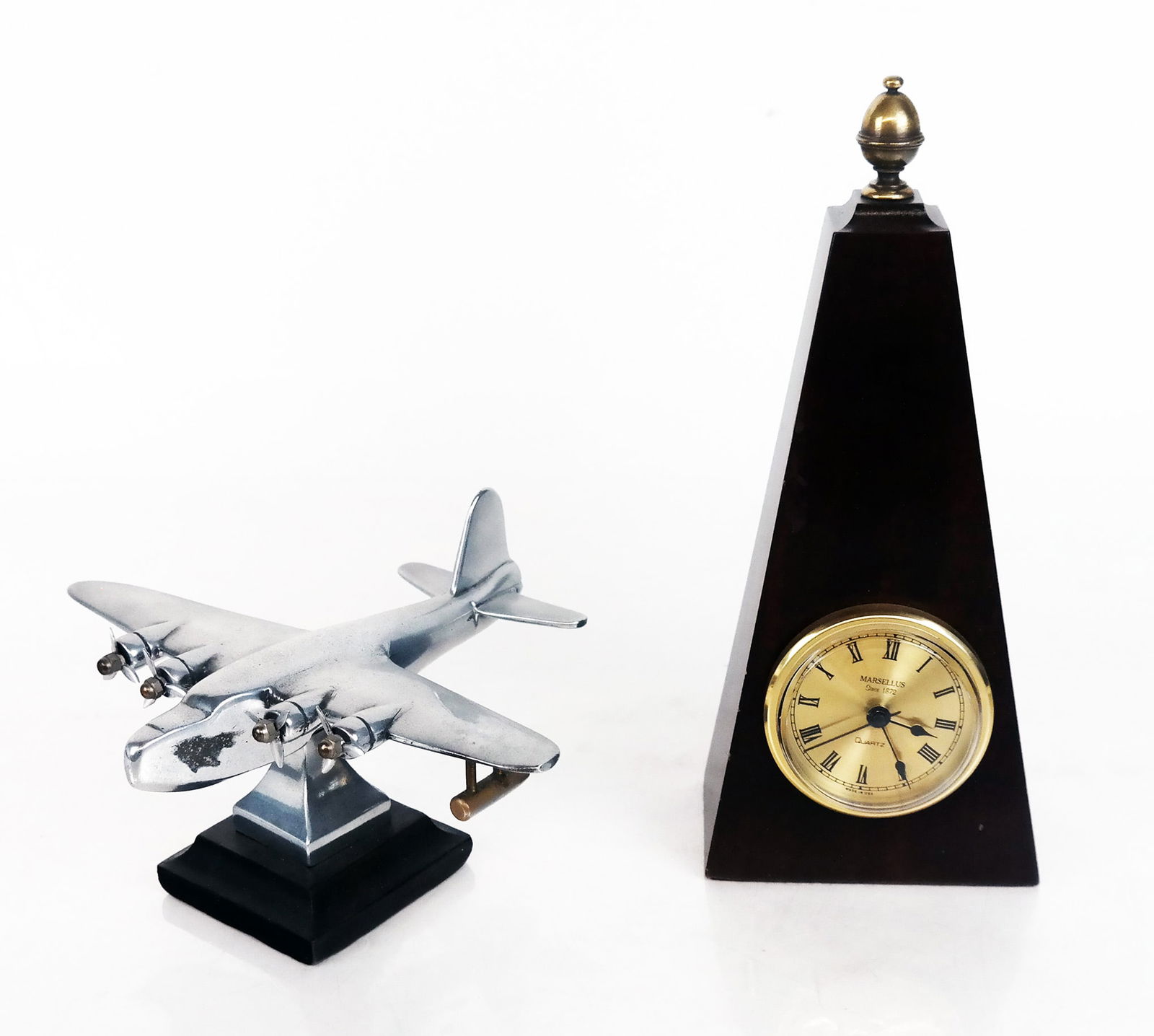 Art Deco Airplane Model & Marsellus Clock (2 Pcs.) (1 of 10)