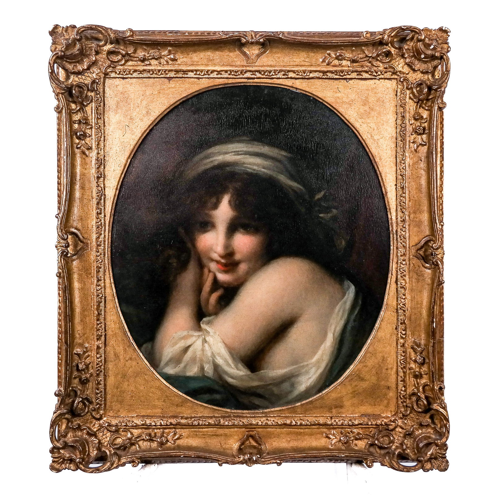 Oval Gilt Framed Oil on Board Portrait of a Girl (1 of 7)