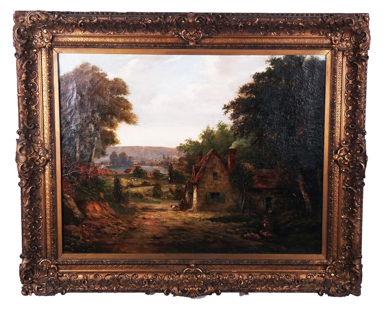Gilt Framed Oil on Canvas of English Countryside (1 of 19)