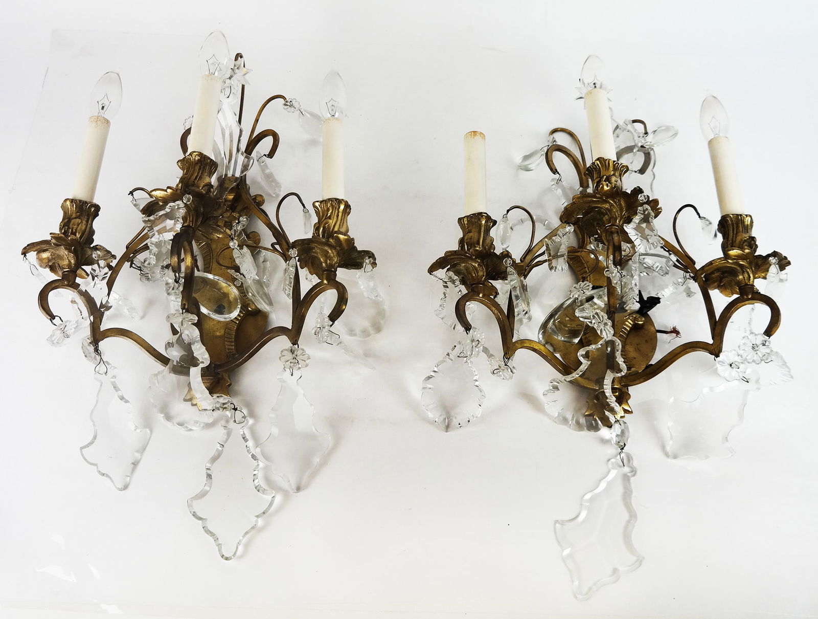 Pair of Three-Light Gilt Bronze Sconces (1 of 11)