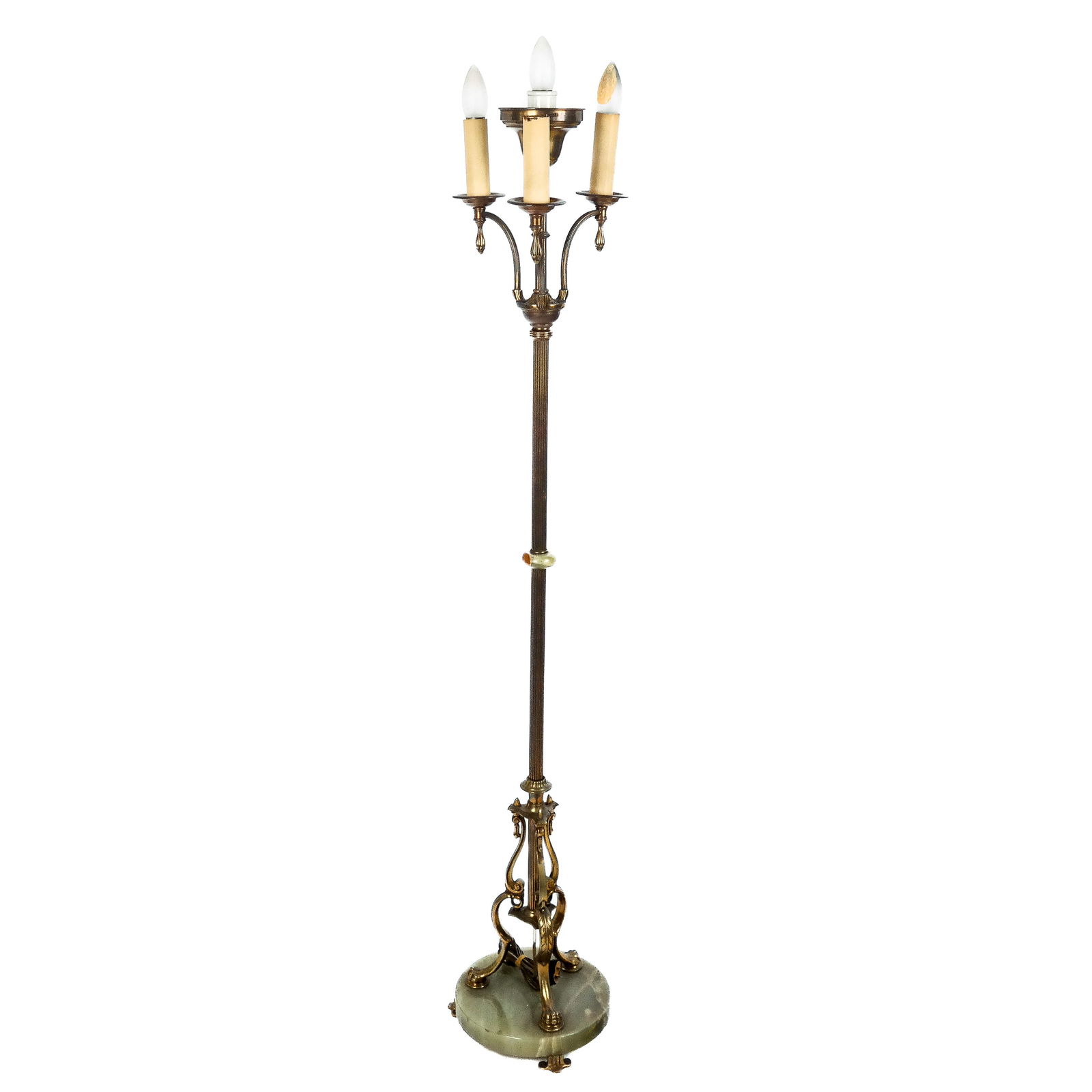 Classical Brass and Onyx Floor Lamp (1 of 9)