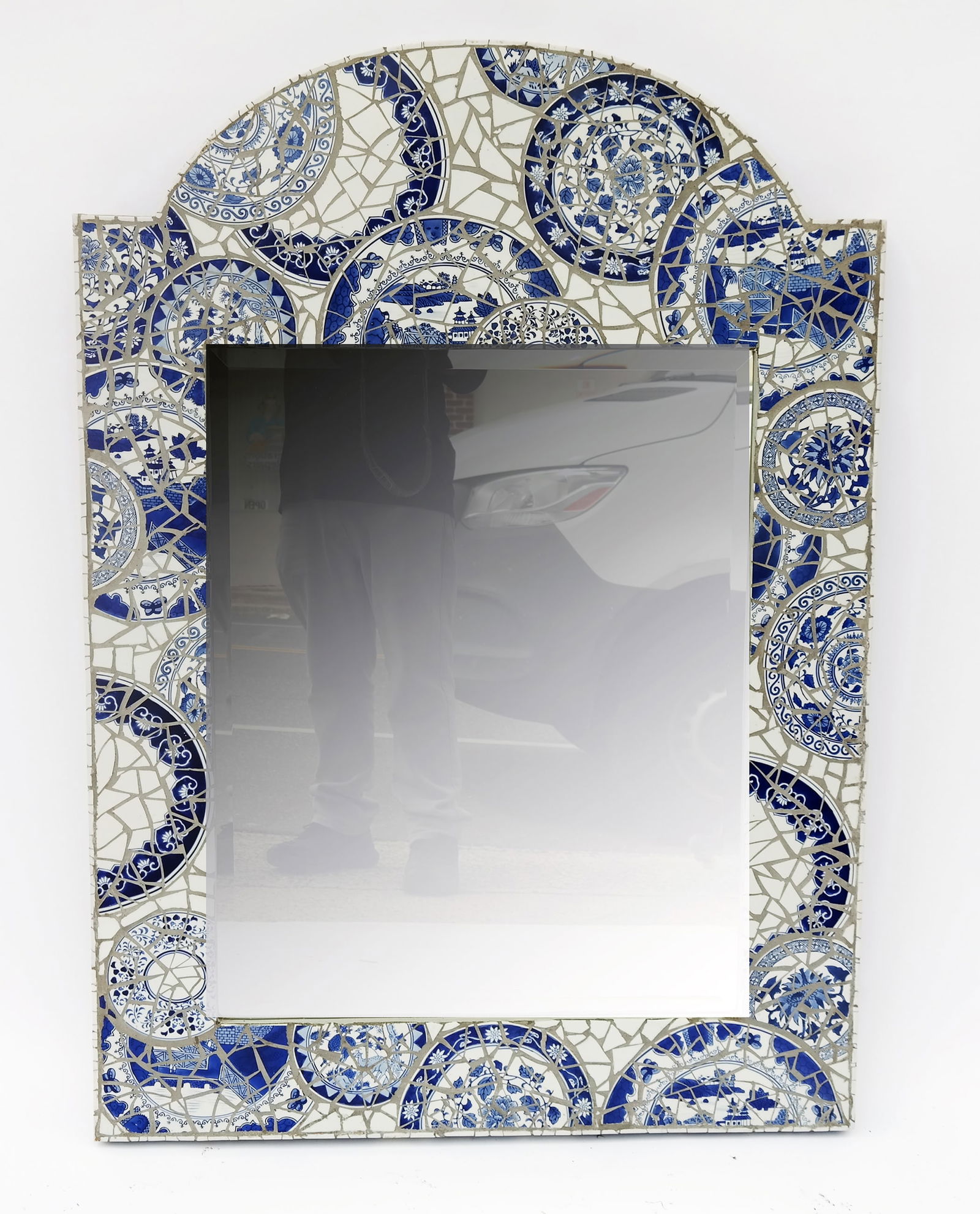 Chinoiserie-Style Blue & White Mirror (1 of 9)