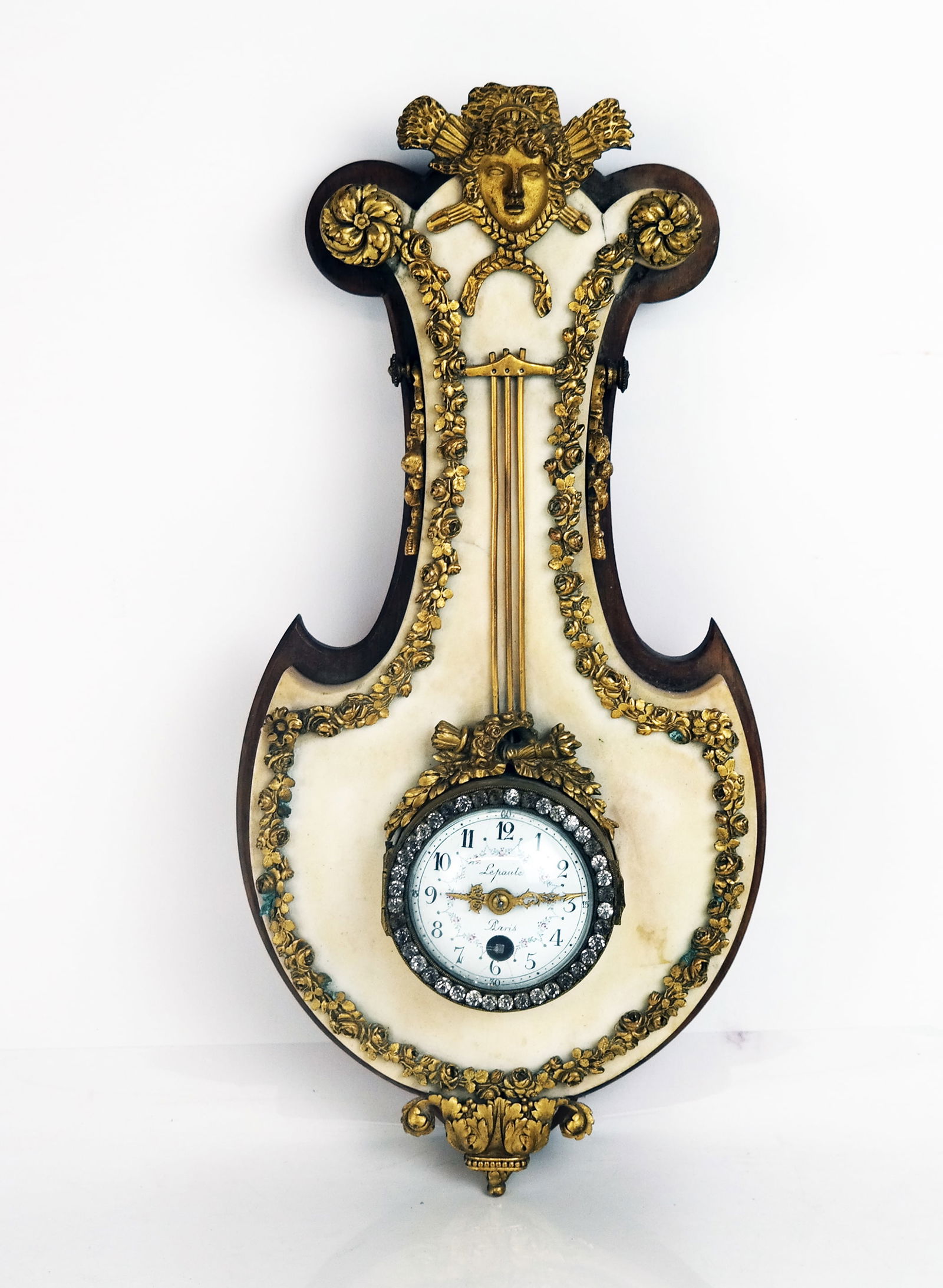 French Bronze & Marble Small Wall Clock (1 of 10)