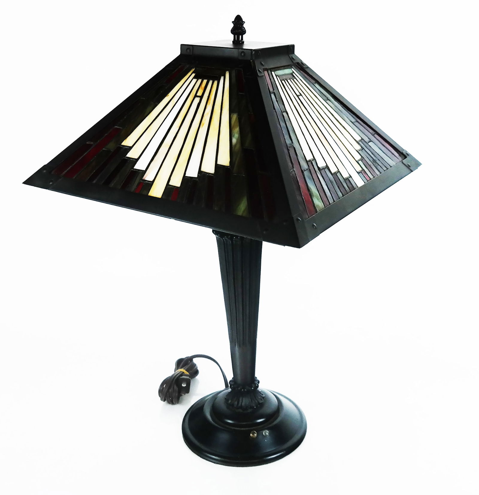 Arts & Crafts-Style Lead Glass Lamp (1 of 7)