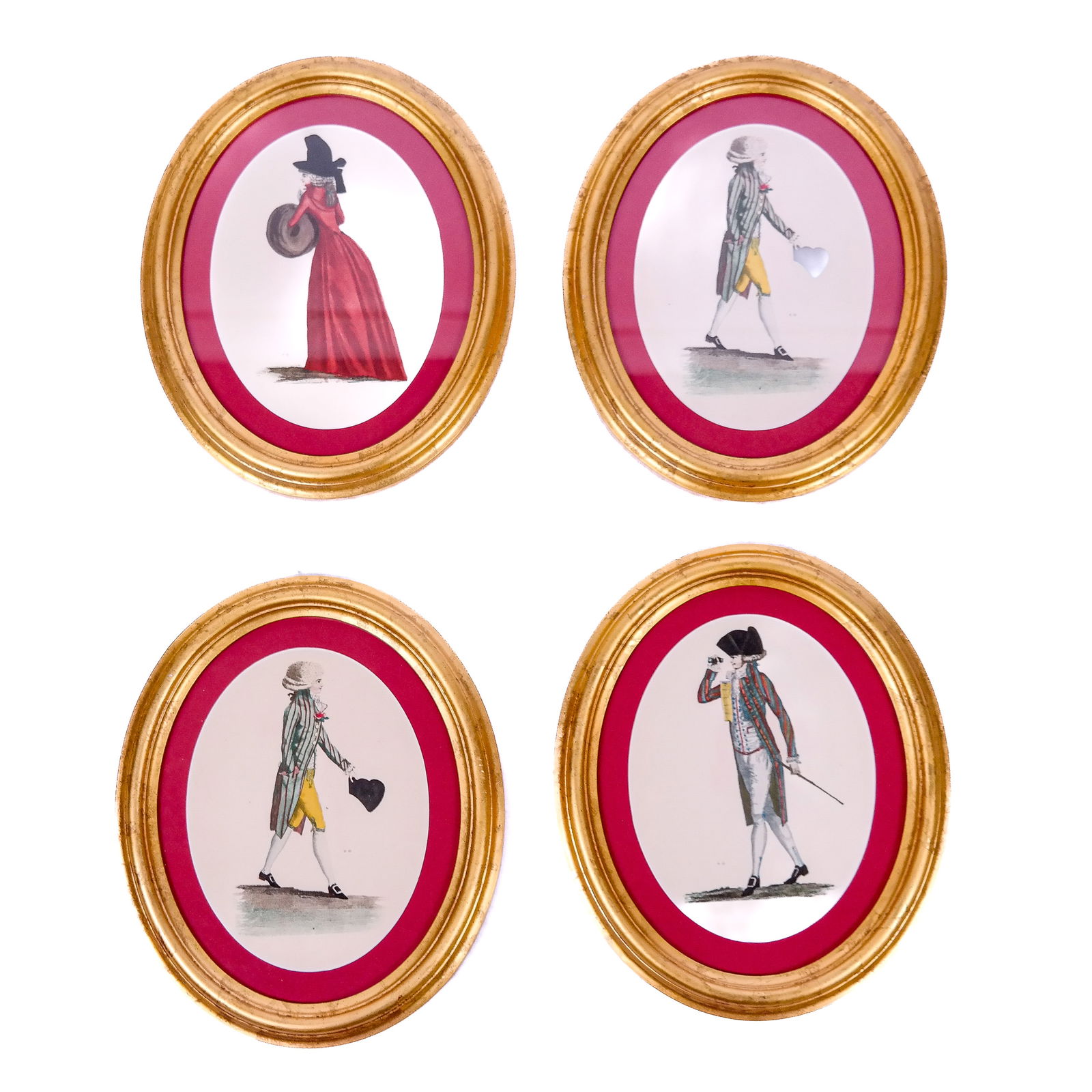 Four Oval Framed Vintage French Fashion Prints (1 of 8)