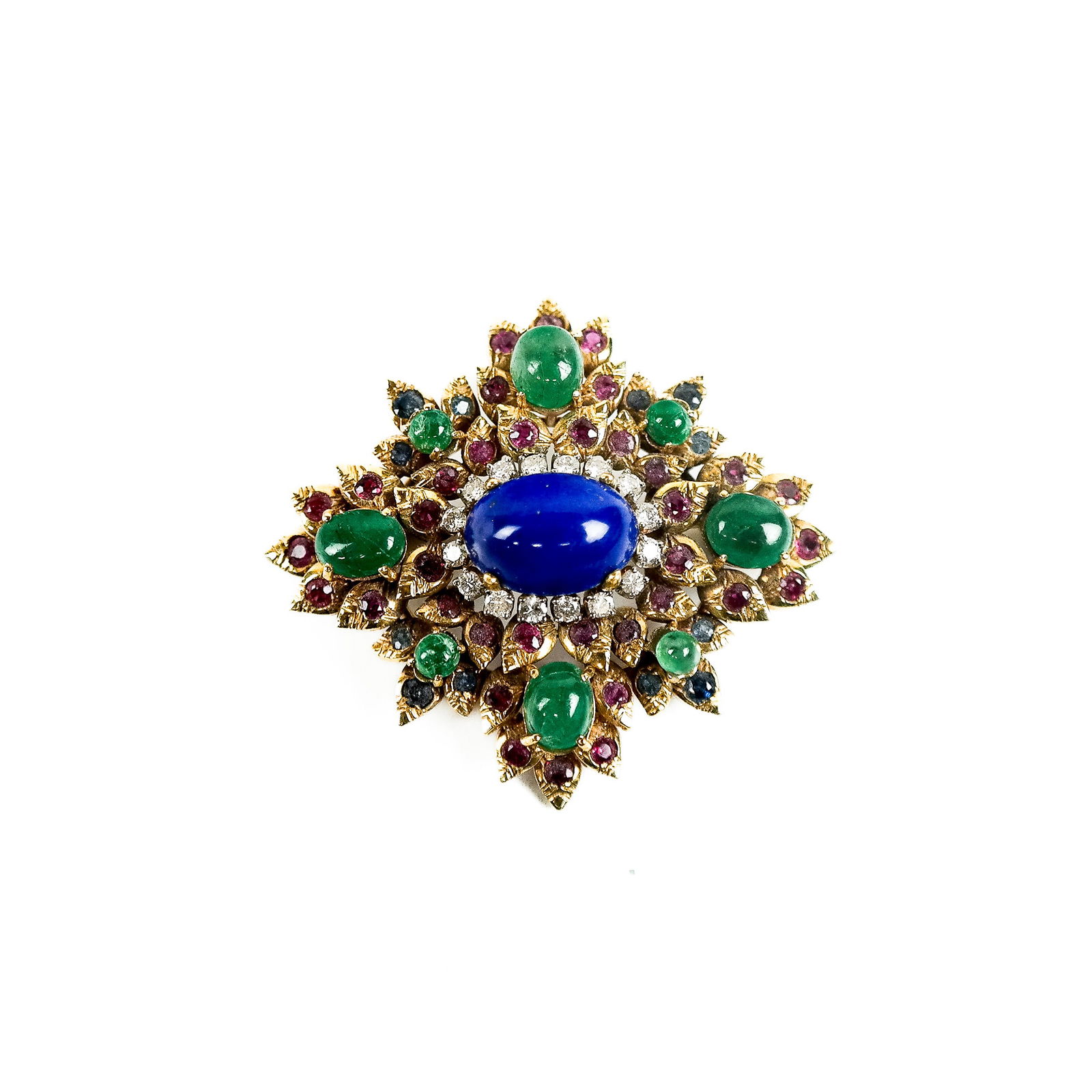 18K Gold and Precious Stones Brooch (1 of 8)