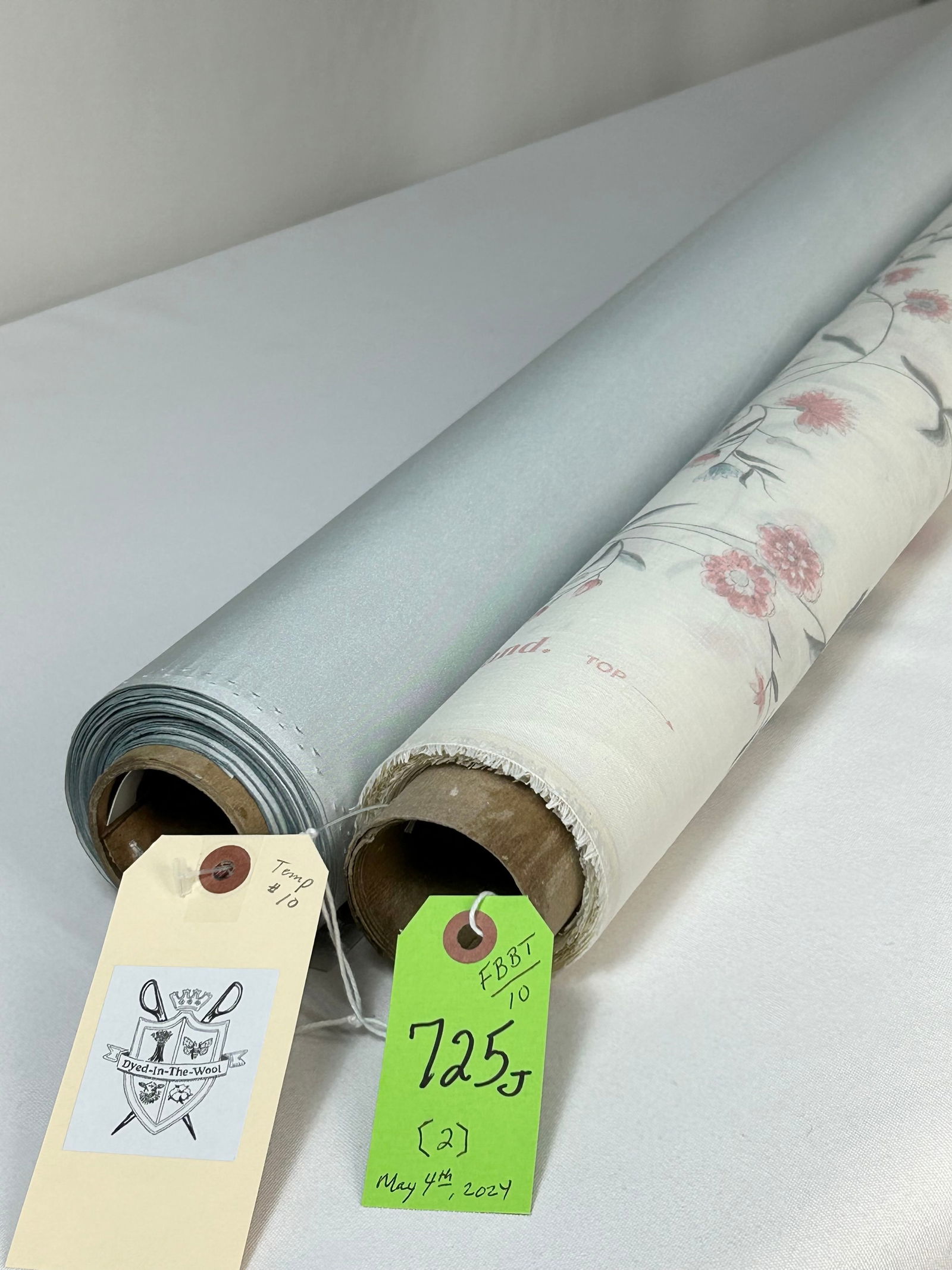 Bennison of England and F. Schumacher Fabrics: 1) 4 yards of Bennison's hand-printed "Chinese Paper" on 100% linen, in a soft custom coloration, 54" wide. The sizing is deliberately left on to add stiffness to the material. Great for a folding scr