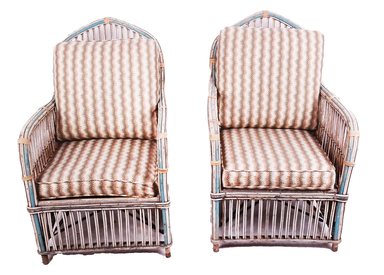 Pair of Antique Painted Wicker Armchairs (1 of 7)