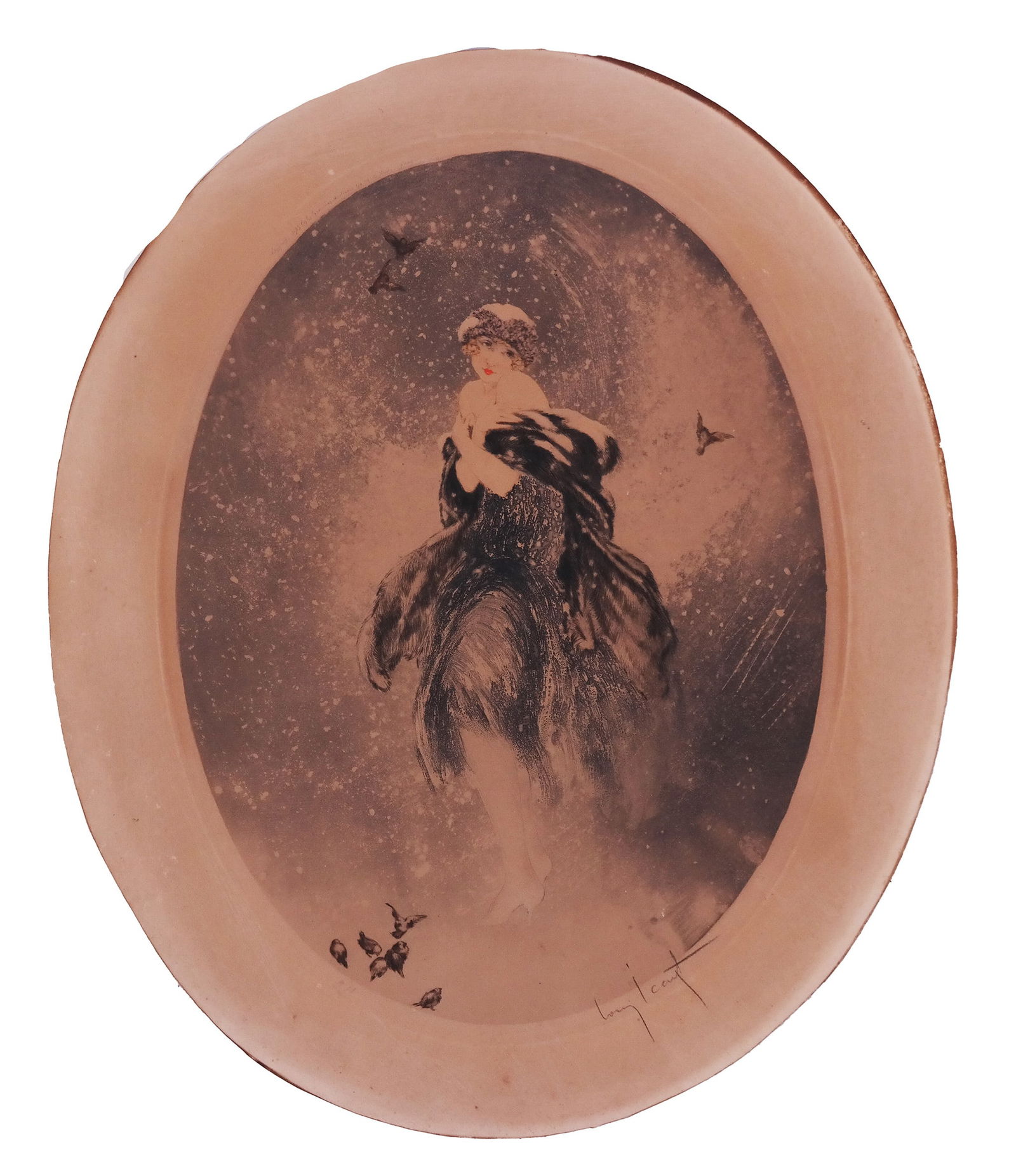 Louis ICART: Woman in Winter - Etching (1 of 8)