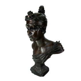 Art Nouveau-Style Bronze Bust of "Phryne"
