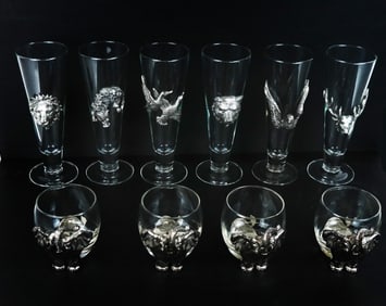 Arthur Court "Safari" Barware Glasses (10)