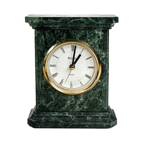 Bulova Green Marble Desk Clock
