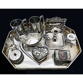 Large Group of 13 Silverplated Articles