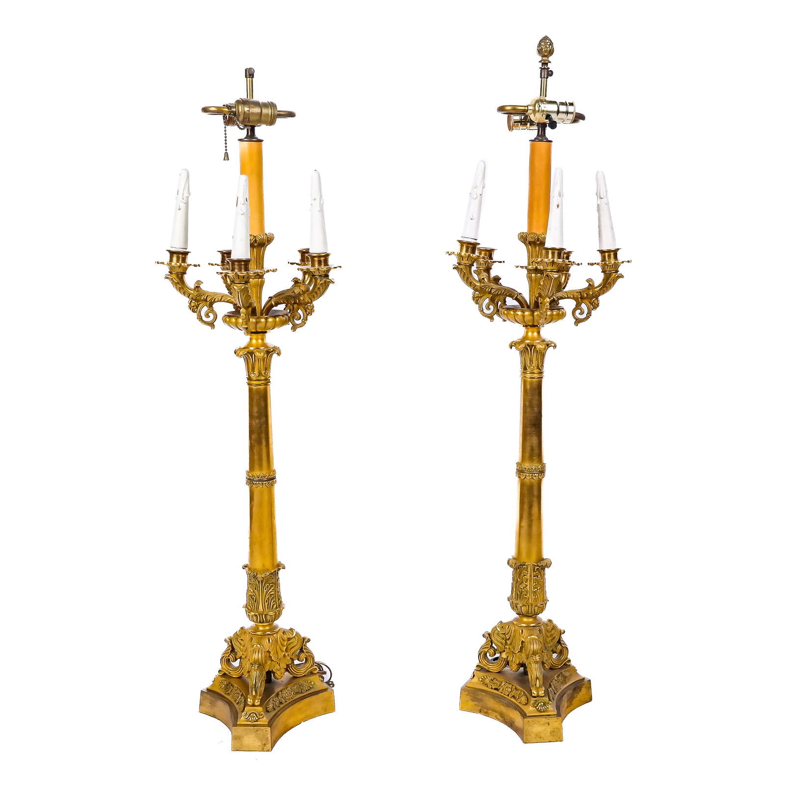 Pair of Empire-Style Bronze Candelabra Lamps (1 of 7)
