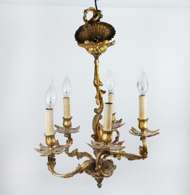 Rococo-Style Bronze Light  Chandelier