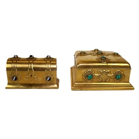 Two Bronze Dore Caskets