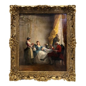 Attributed to LELEUX-GIRAUD: Couple at Tea, Painting