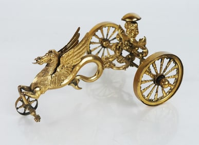 Silver & Gilt Chariot-Form Coaster Pull