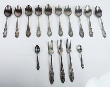 Assorted Russian Silver Flatware (15 Pcs)