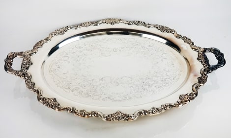 Large Silver Plate Serving Tray