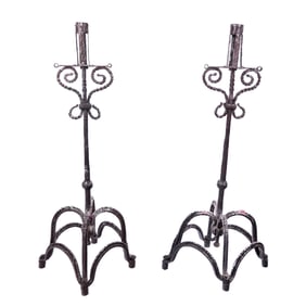 Pair of Gothic Floor Standing Candlesticks