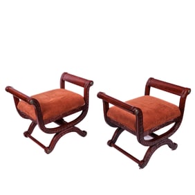 Pair of Classical-Style Curule-Form Benches