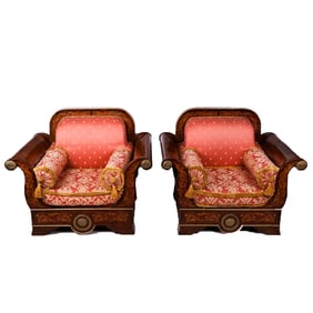 Pair of Russian Empire Burlwood Side Chairs