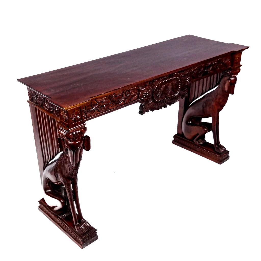 Georgian Revival Carved Mahogany Console Table (1 of 8)