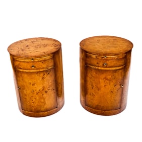 Pair of Italian Burlwood Veneered Bedside Table
